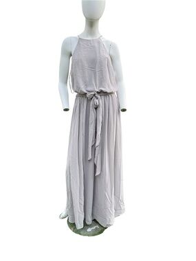 Bill Levkoff Soft Halter Maxi Dress in Light Gray